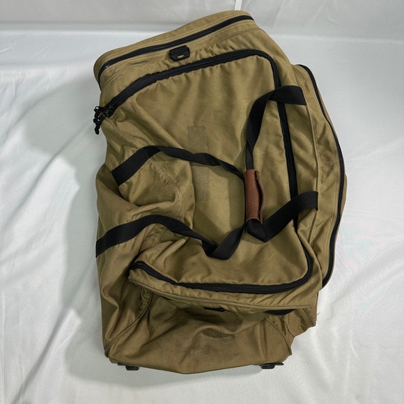 Eddie Bauer Rolling Duffel Bag Khaki Canvas Wheeled Travel Luggage Large
